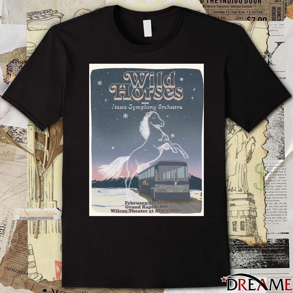 Poster Wild Horses February 21 2026 Grand Rapids MN Wilcox Theater At Reif Center Tour t-shirt
