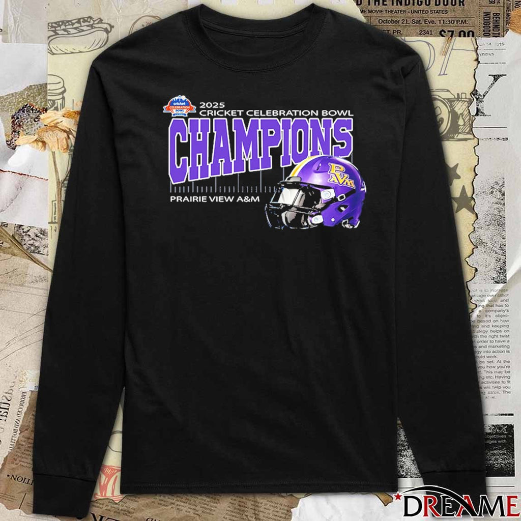Prairie View A&M 2025 Cricket Celebration Bowl Champions Mercedes-Benz Stadium Atlanta GA Helmet t-shirt