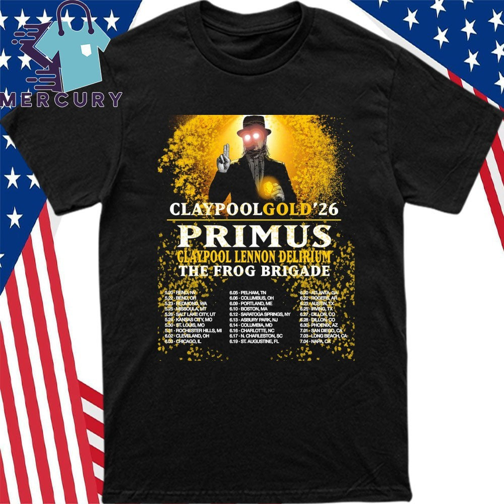Primus Claypool Lennon Delirium The Frog Brigade Claypool Gold 2026 Shirt