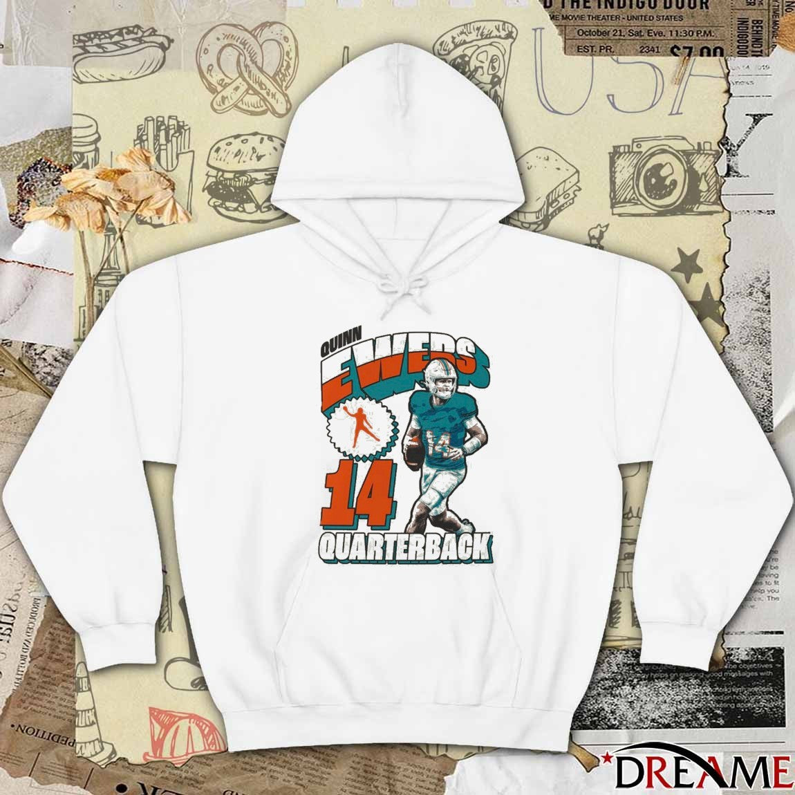 Quinn Ewers 90s Style Miami Dolphins 14 Quarterback Draft t-shirt