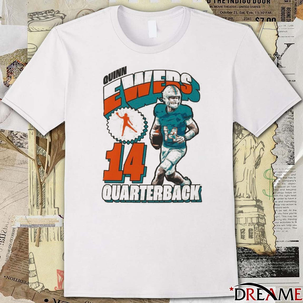 Quinn Ewers 90s Style Miami Dolphins 14 Quarterback Draft t-shirt