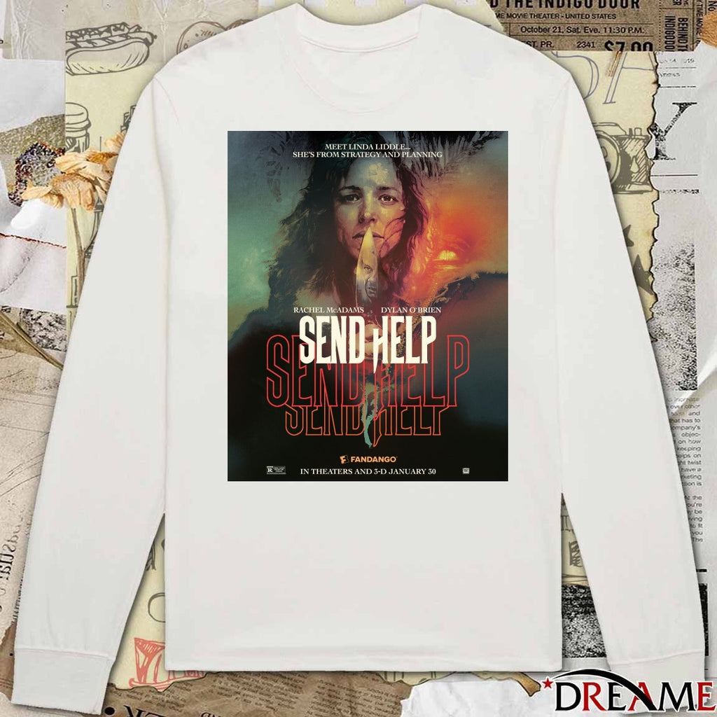 Rachel McAdams and Dylan O’Brien Send Help In Theaters And 3-D January 30 2026 Poster t-shirt