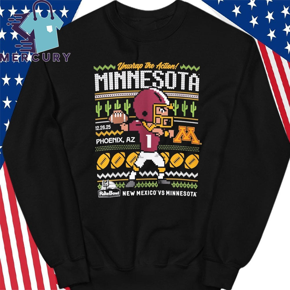Rate Bowl 2025 Minnesota Golden Gophers Pixel Player Shirt