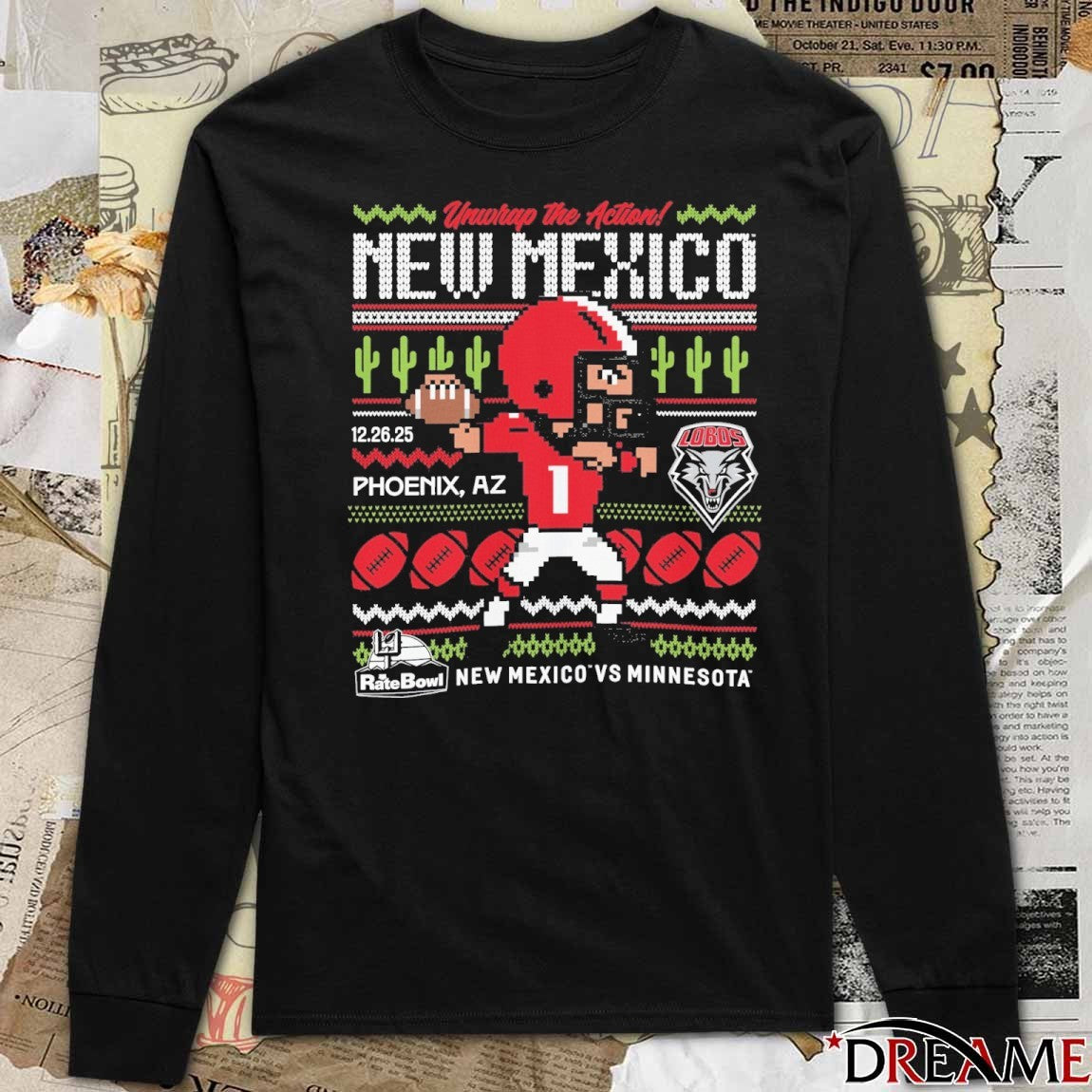 Rate Bowl 2025 New Mexico vs Minnesota Pixel Player Dec 26 Phoenix, AZ Ugly Christmas Sweater t-shirt