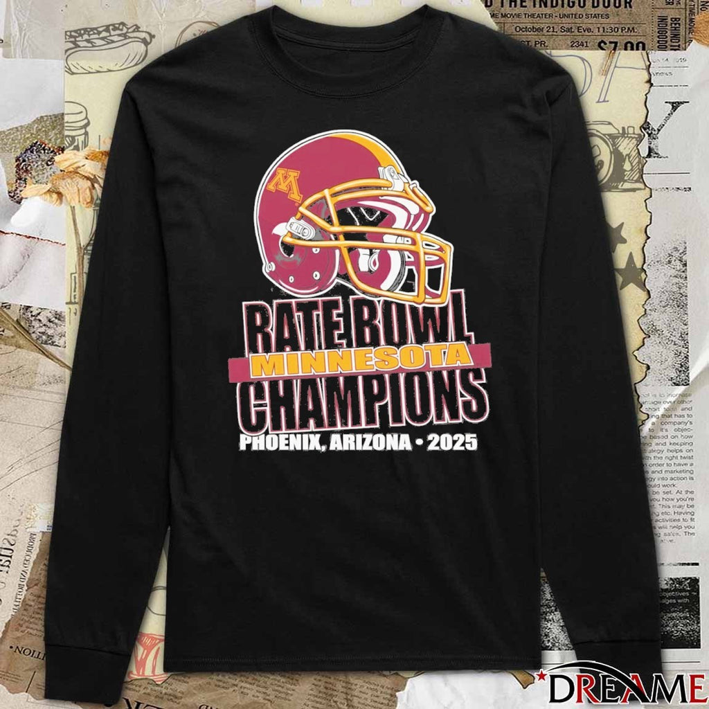 Rate Bowl 2025 University of Minnesota Golden Gophers Champs Helmet t-shirt