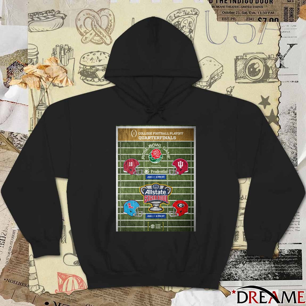 Road to the Championship Catch the Rose Bowl and Allstate Sugar Bowl Quarterfinals this Jan 1st Poster t-shirt