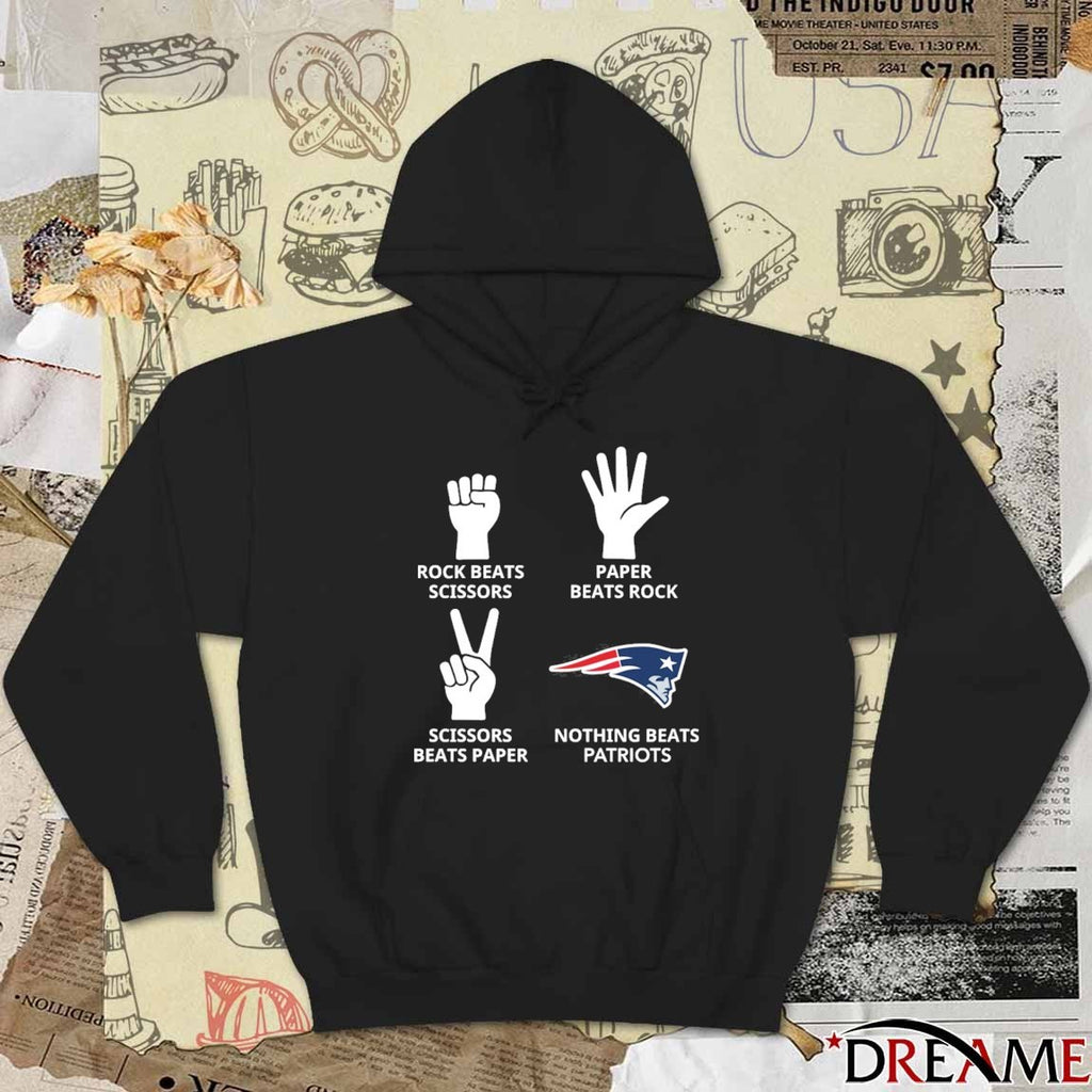 Rock Beats Scissors Paper Beats Rock Scissors Beats Paper Nothing Beats Patriots t-shirt