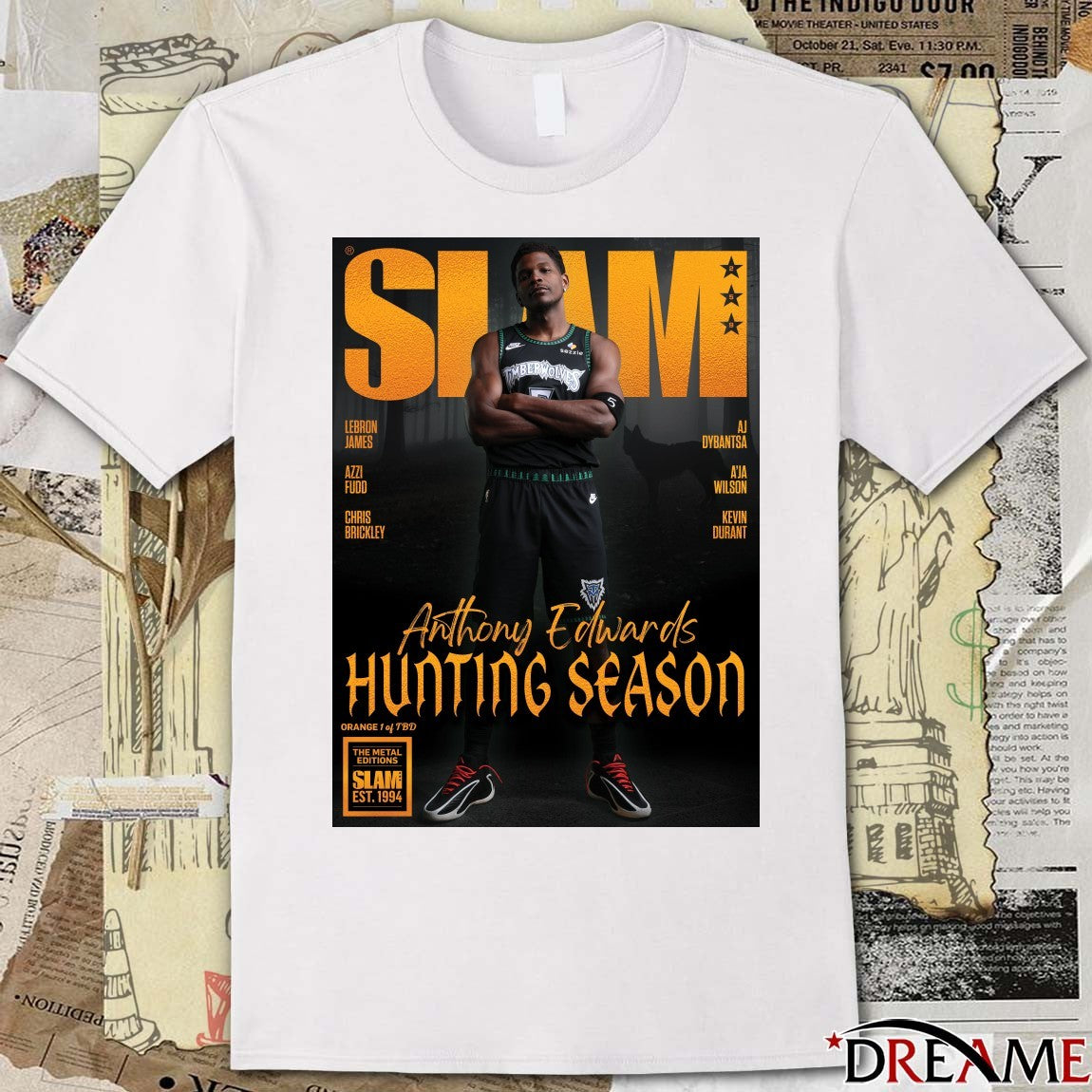 SLAM 259 Anthony Edwards Minnesota Timberwolves Basketball Magazine Hunting Season Poster t-shirt