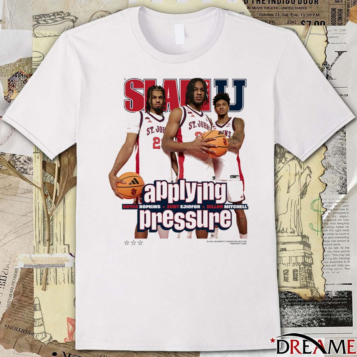 SLAM Cover St. John’s MBB Applying Pressure Bryce Hopkins, Zuby Ejiofor and Dillon Mitchell t-shirt