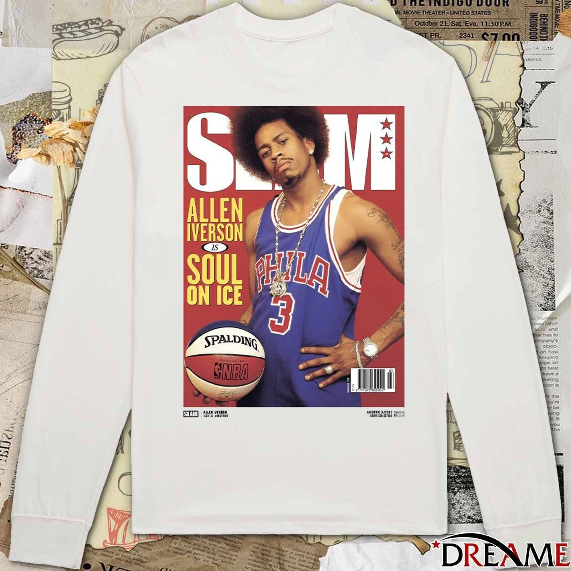 SLAM Hardwood Classics Cover – Philadelphia 76ers Allen Iverson Is Soul On Ice t-shirt