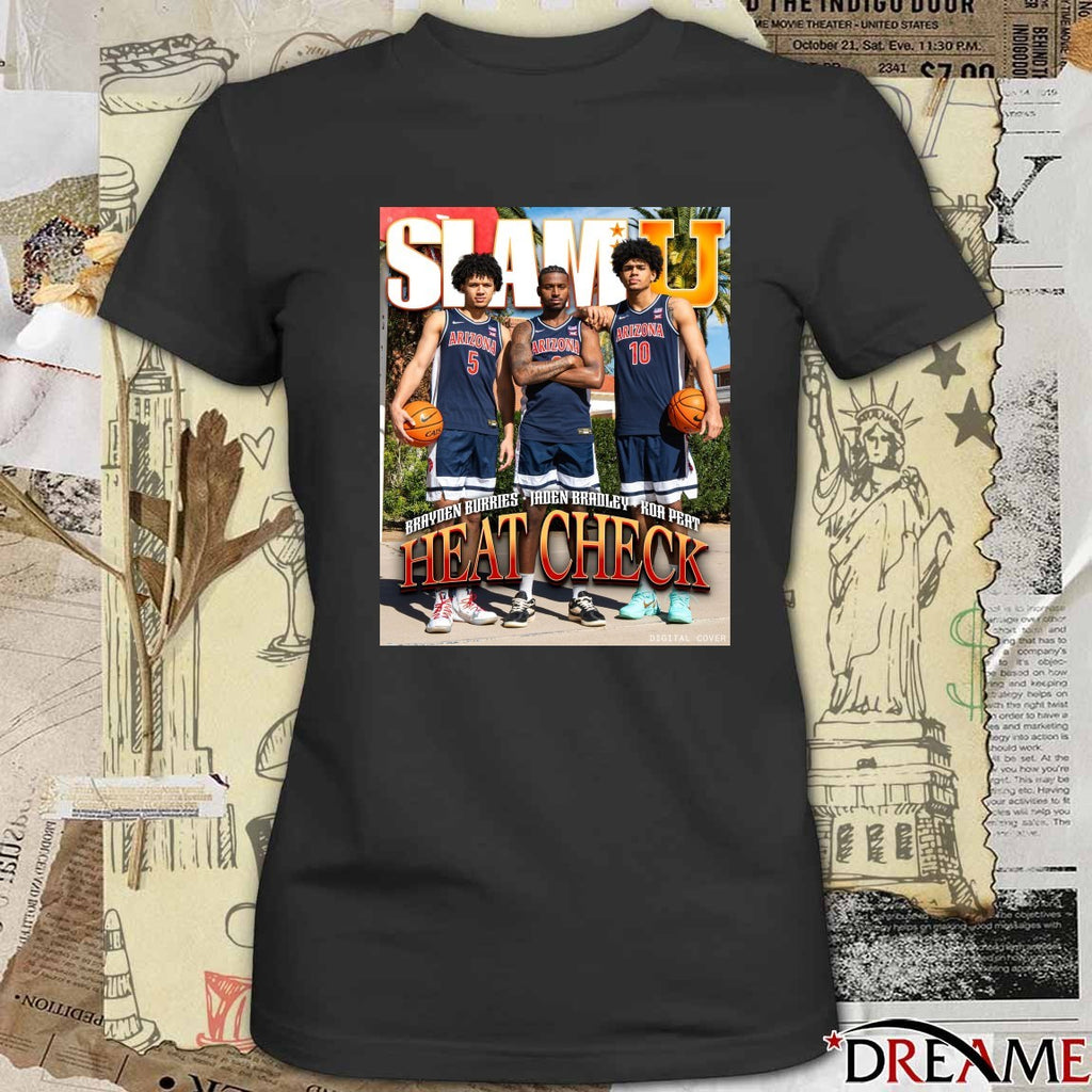SLAM U Arizona MBB Brayden Burries, Jaden Bradley and Koa Peat Heat Check Poster t-shirt