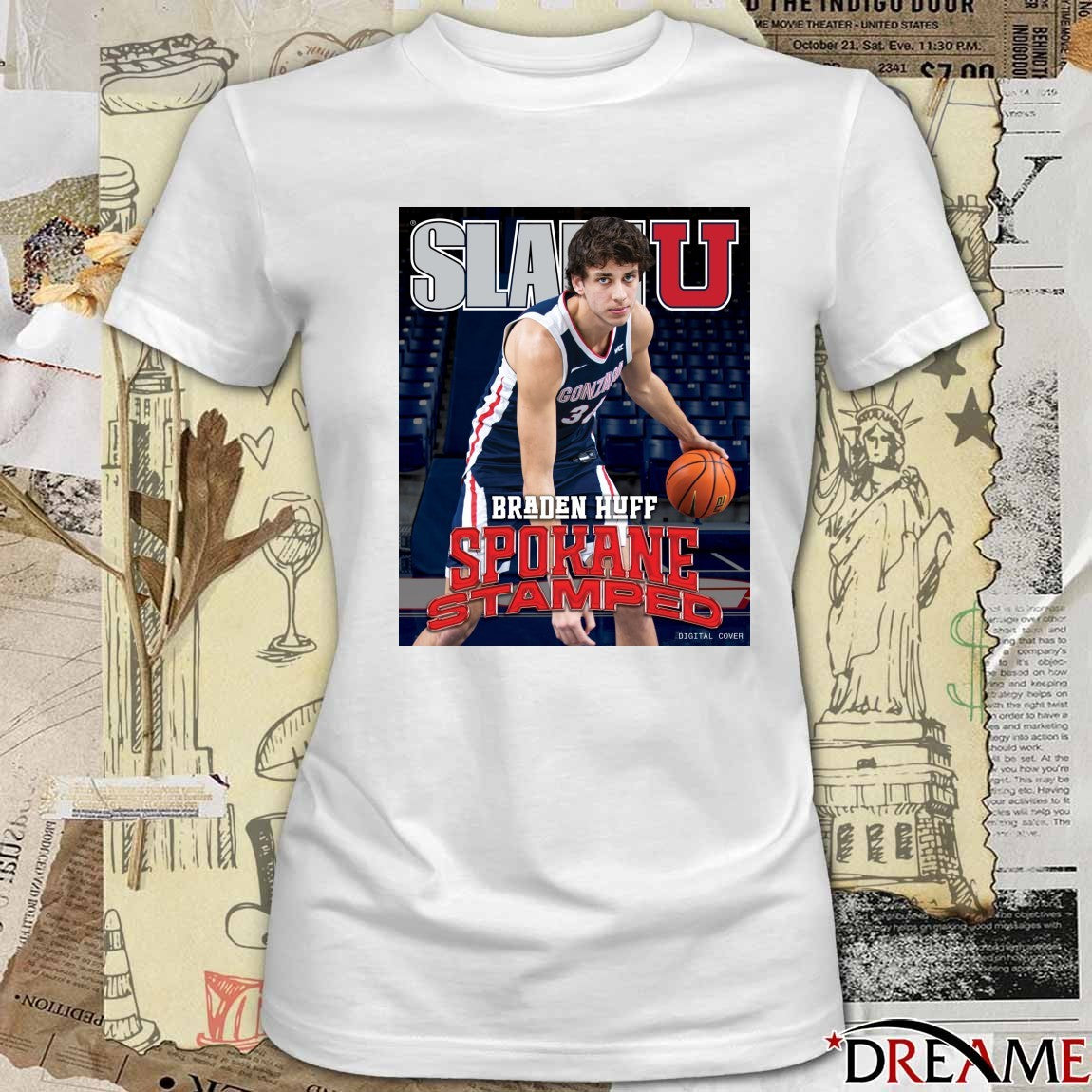 SLAM U Braden Huff Gonzaga Bulldogs Basketball Beware Of The Dogs Poster t-shirt