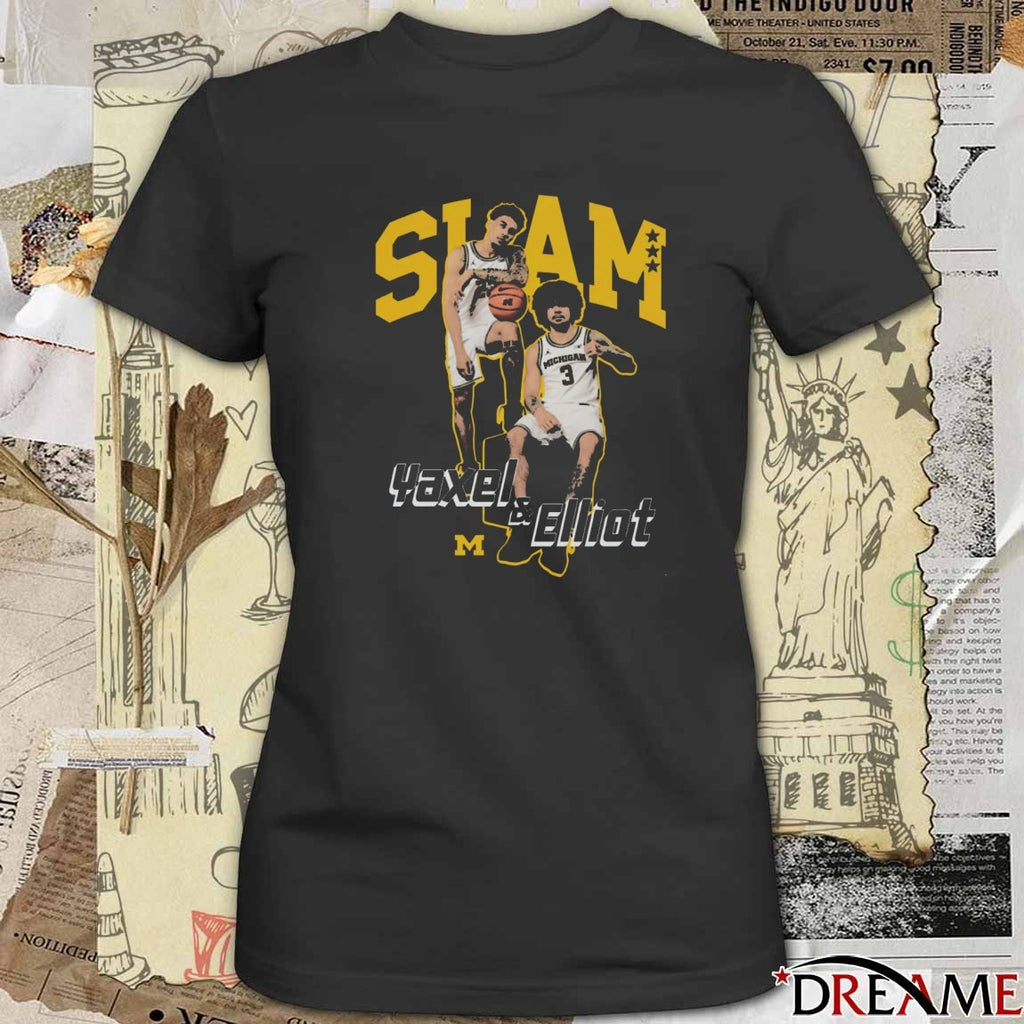 SLAM Yaxel and Elliot Remix 2025 Michigan Wolverines basketball t-shirt