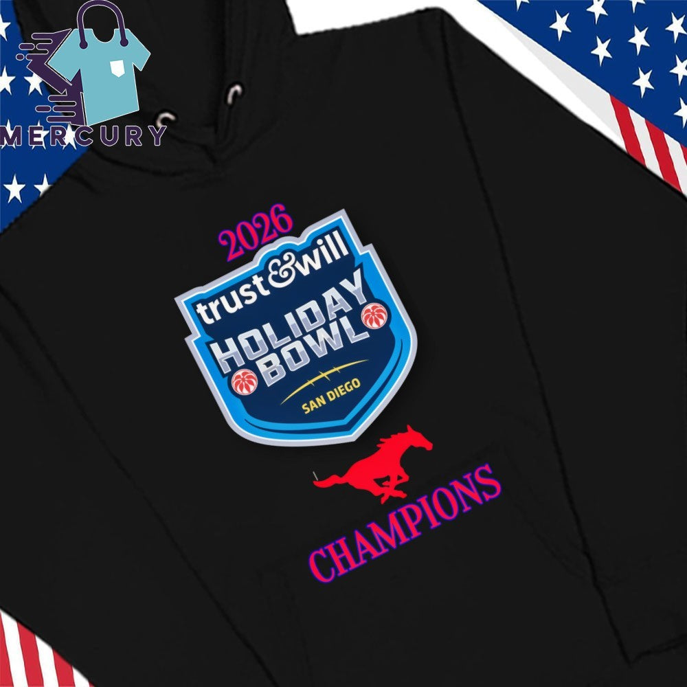 SMU Mustang 2026 Holiday Bowl Champions Logo Shirt