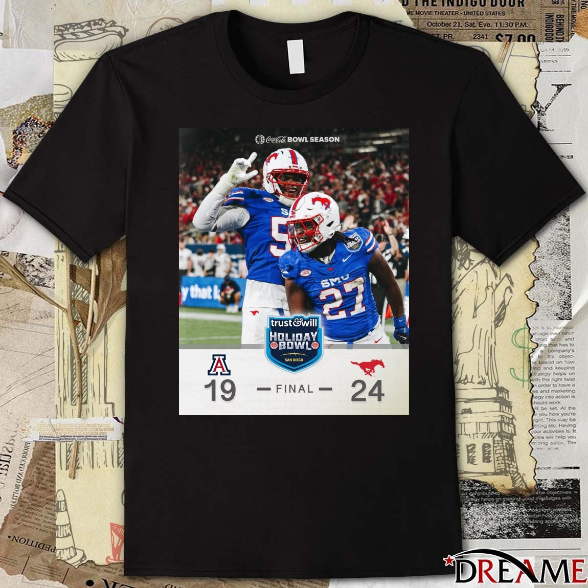 SMU Mustangs vs Arizona Wildcats 2026 Trust & Will Holiday Bowl Final Score 24 – 19 Poster t-shirt