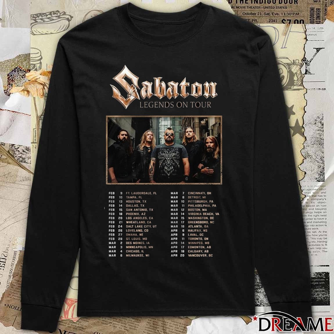 Sabaton Legends On Tour Schedule February – April 2026 t-shirt
