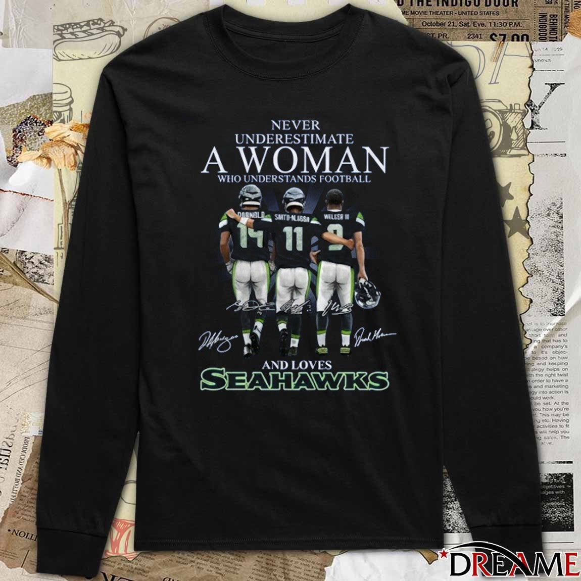 Seahawks Darnold Smith-Njigba Wilson III Never Underestimate A Woman Who Understands Football Signatures t-shirt