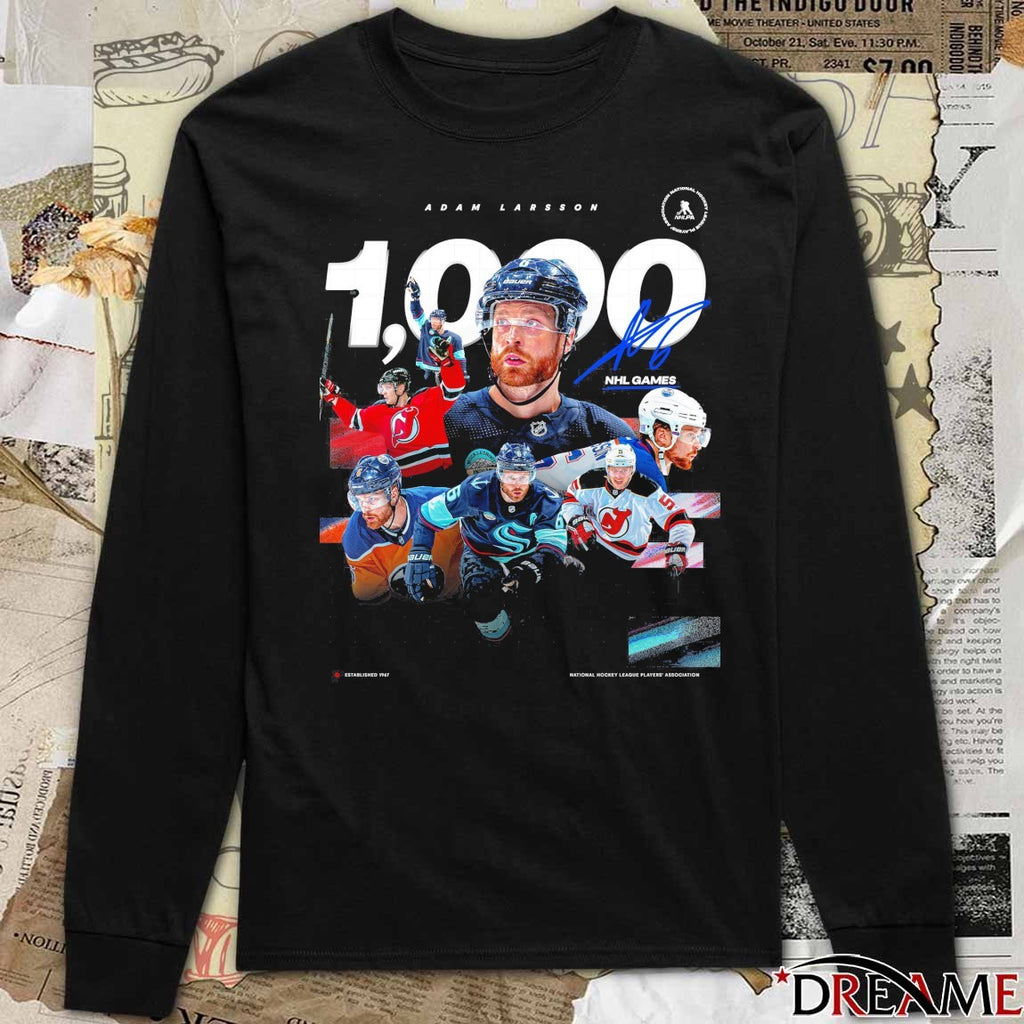 Seattle Kraken Adam Larsson 1,000 NHL Games Signature t-shirt