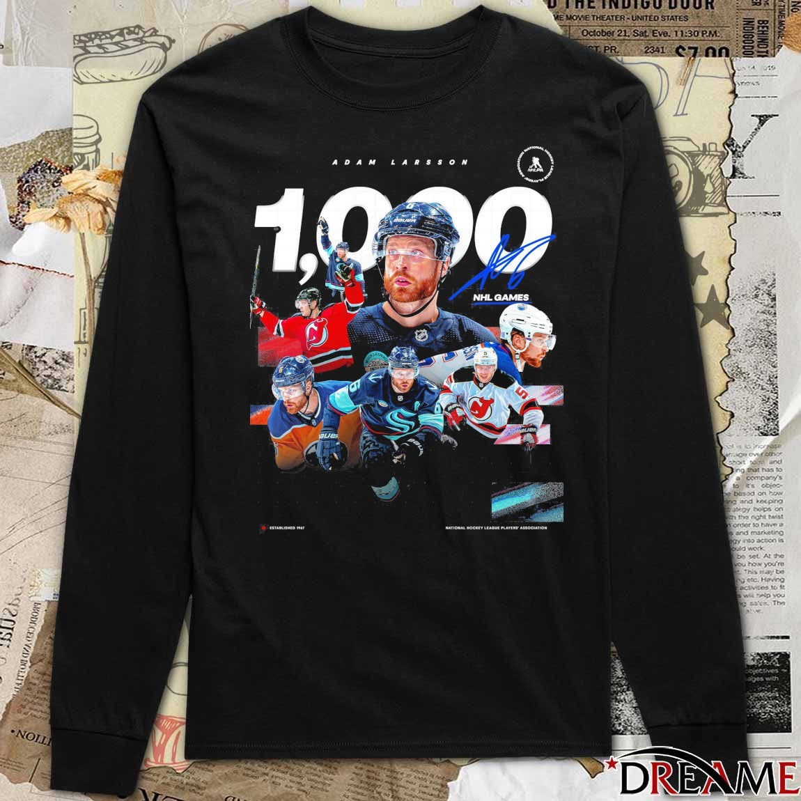 Seattle Kraken Adam Larsson 1,000 NHL Games Signature t-shirt