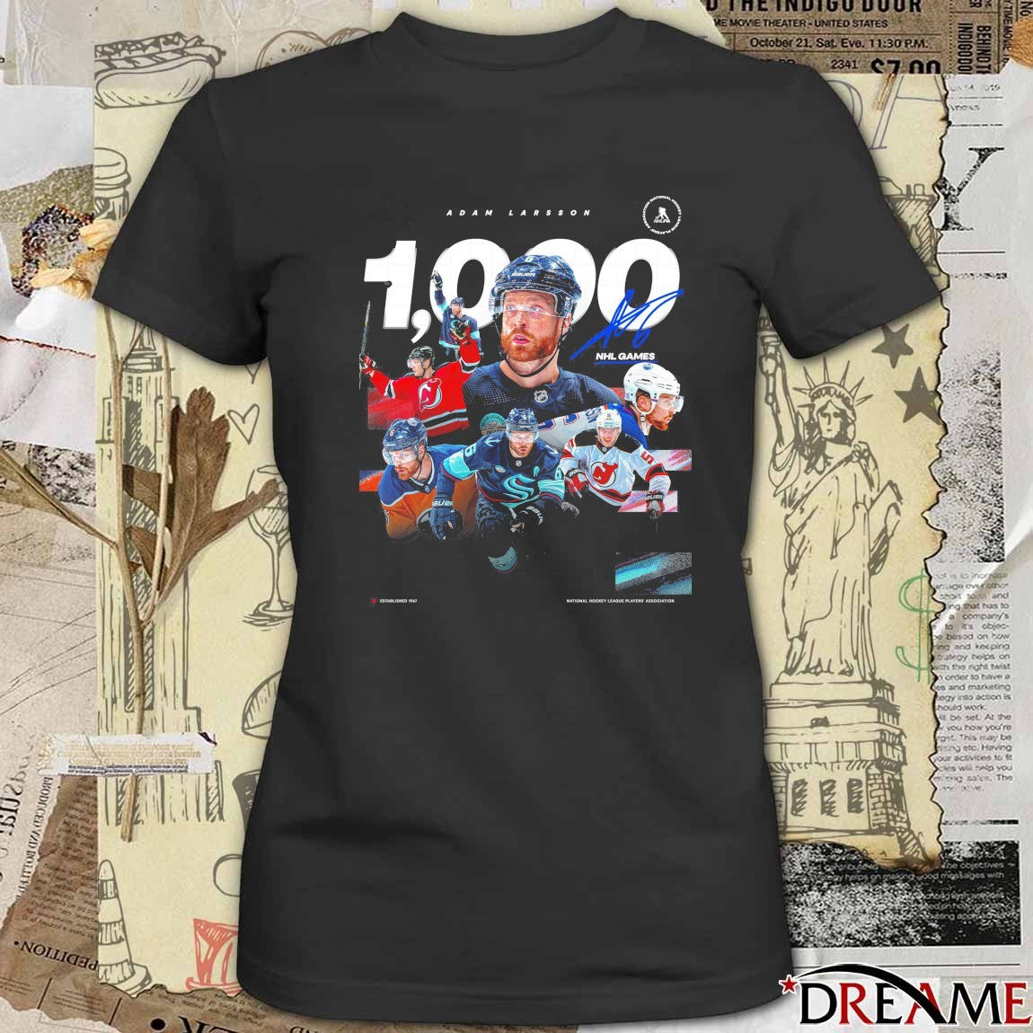 Seattle Kraken Adam Larsson 1,000 NHL Games Signature t-shirt