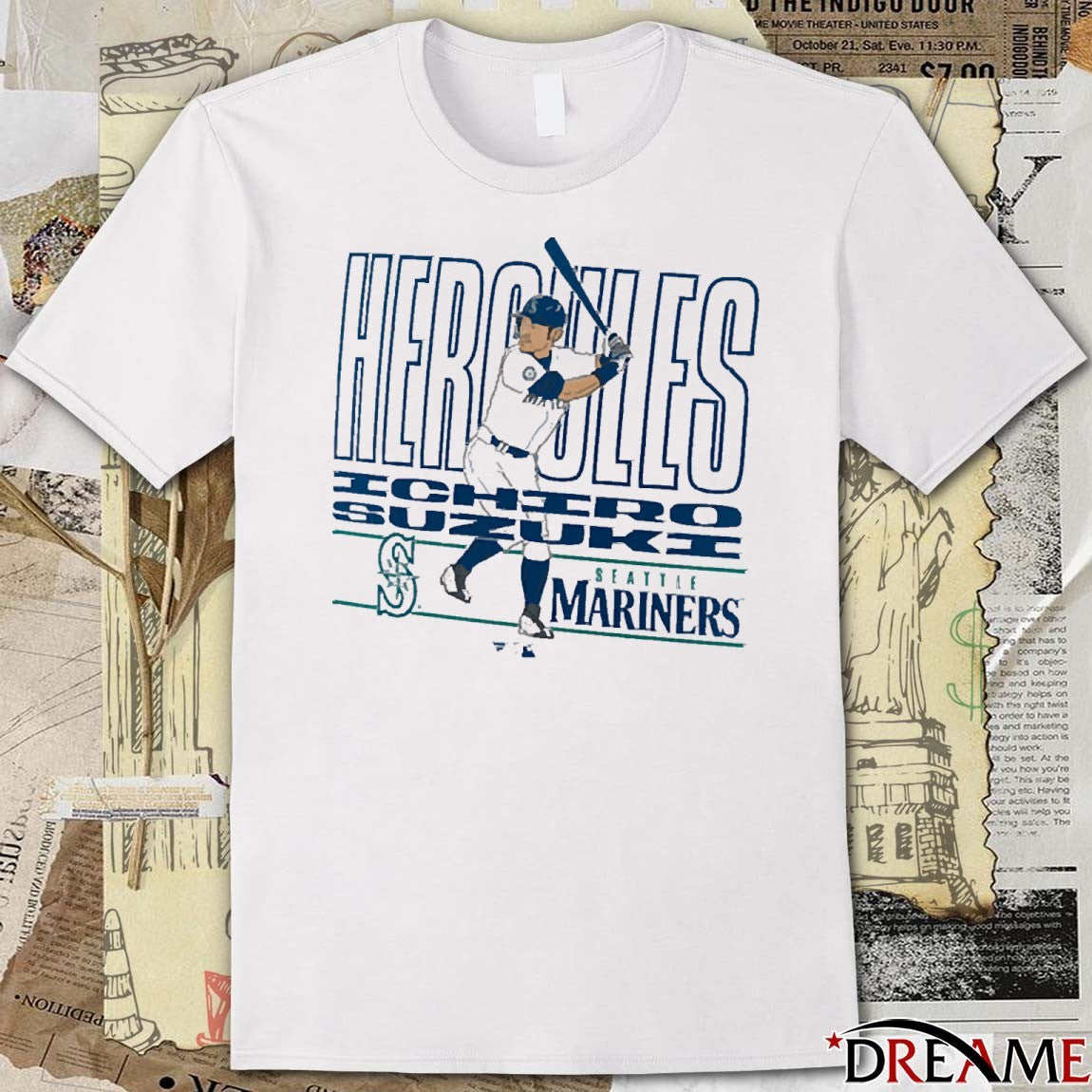 Seattle Mariners MLB Ichiro Suzuki Hercules Cooperstown Player t-shirt