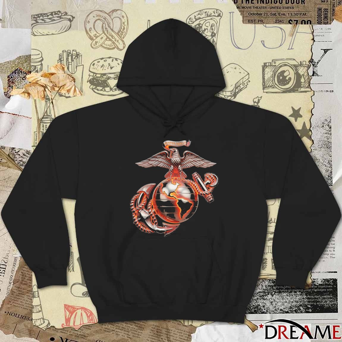 Semper Fidelis Molten Steel Eagle Globe & Anchor t-shirt
