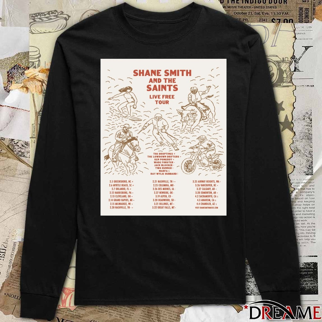 Shane Smith and The Saints Live Free Tour February 5 – April 4 2026 Poster t-shirt