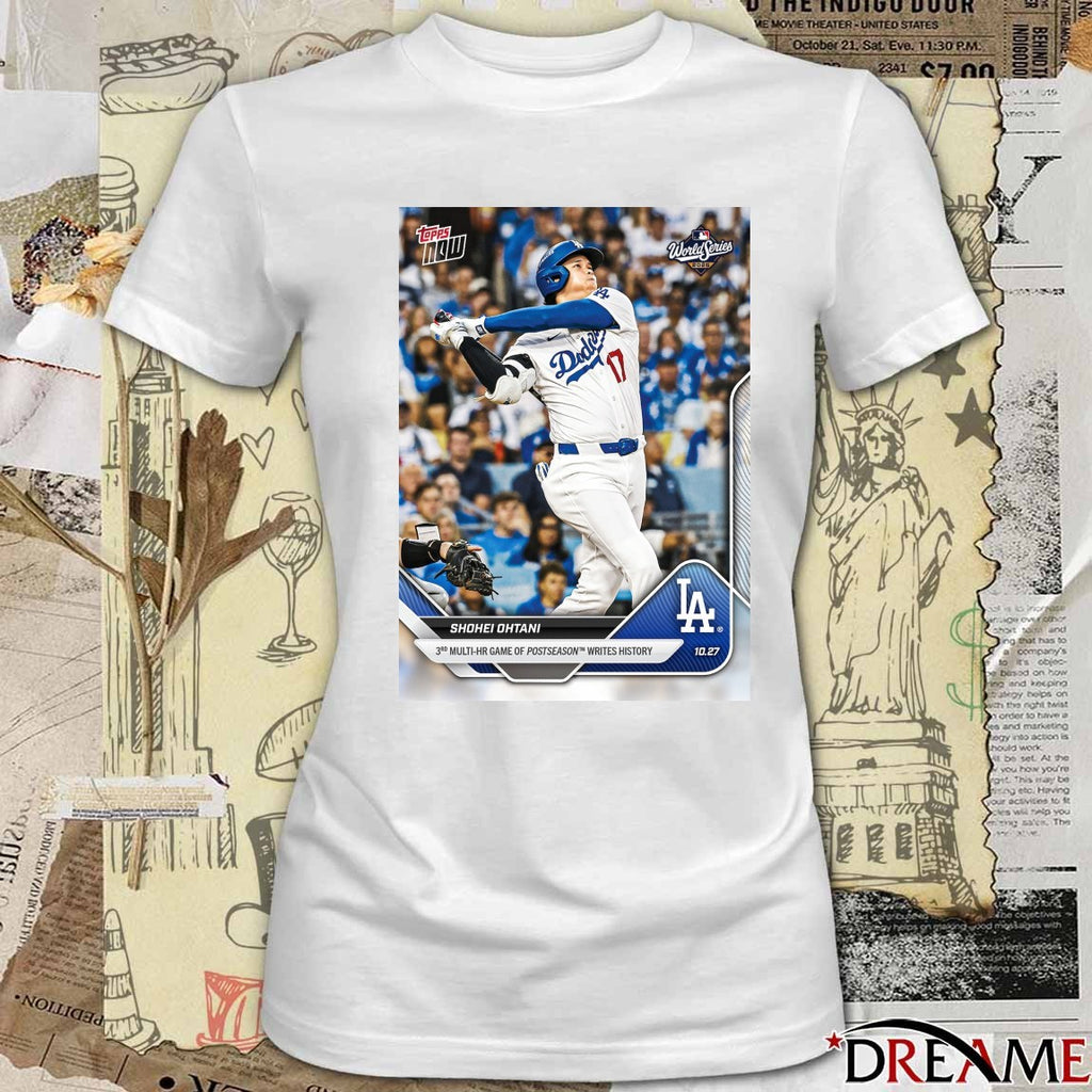 Shohei Ohtani 2025 MLB Topps Los Angeles Dodgers 3rd Multi-HR Game Of Postseason Writes History t-shirt