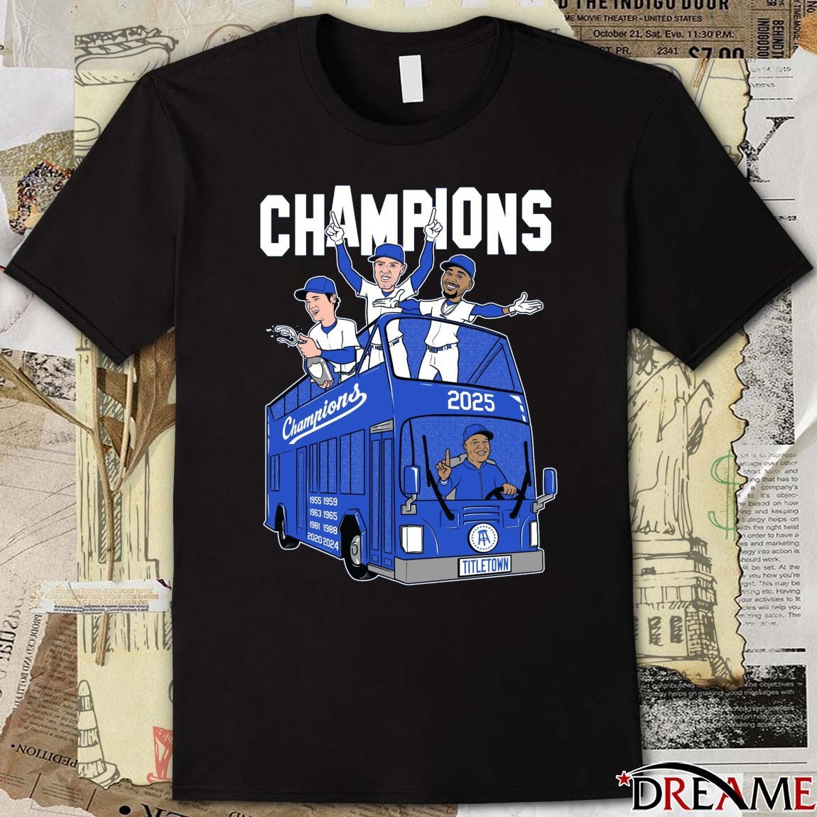 Shohei Ohtani, Yoshinobu Yamamoto and Mookie Betts Los Angeles Dodgers 2025 MLB Champions Titletown Caricatures t-shirt