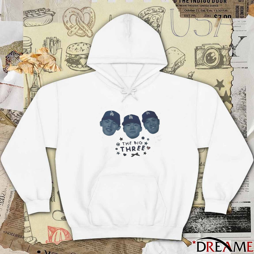 Shohei Ohtani, Yoshinobu Yamamoto, and Roki Sasaki Dodgers The Big Three t-shirt