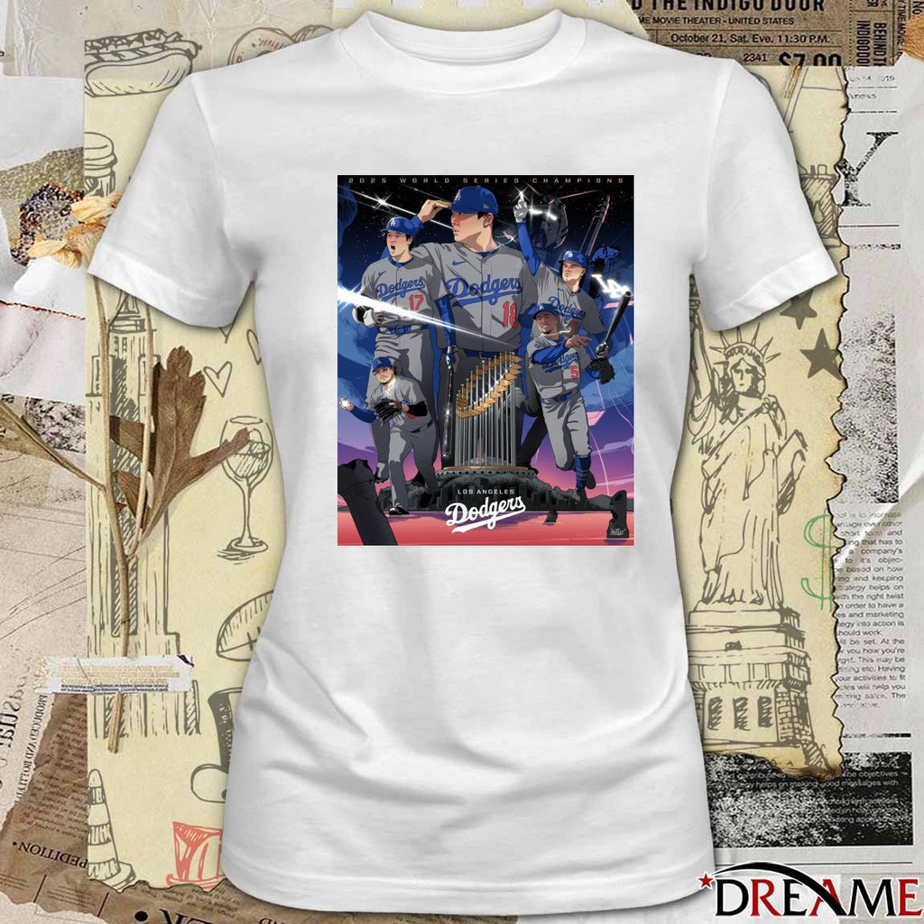 Shohei Ohtani and Yoshinobu Yamamoto Los Angeles Dodgers Defeat Toronto Blue Jays 2025 World Series Champions Poster t-shirt