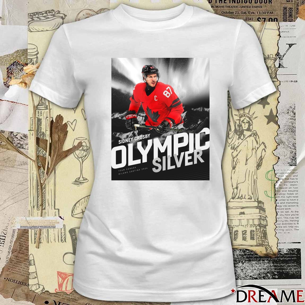 Sidney Crosby Olympic Silver Team Canada Milano Cortina 2026 3x Medalist t-shirt