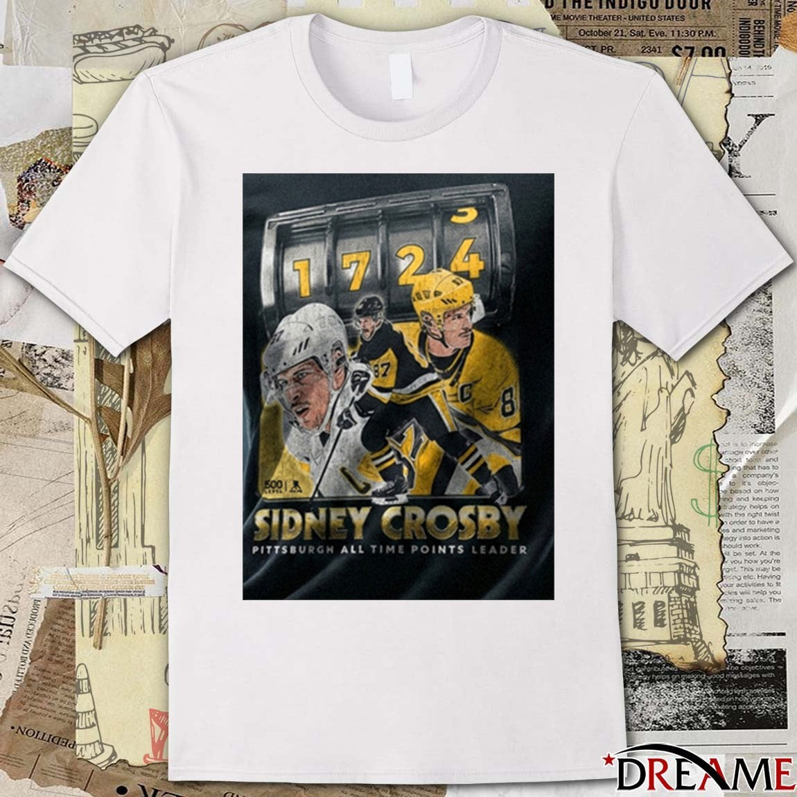 Sidney Crosby Pittsburgh Penguins 1,724 Pittsburgh All Time Points Leader t-shirt