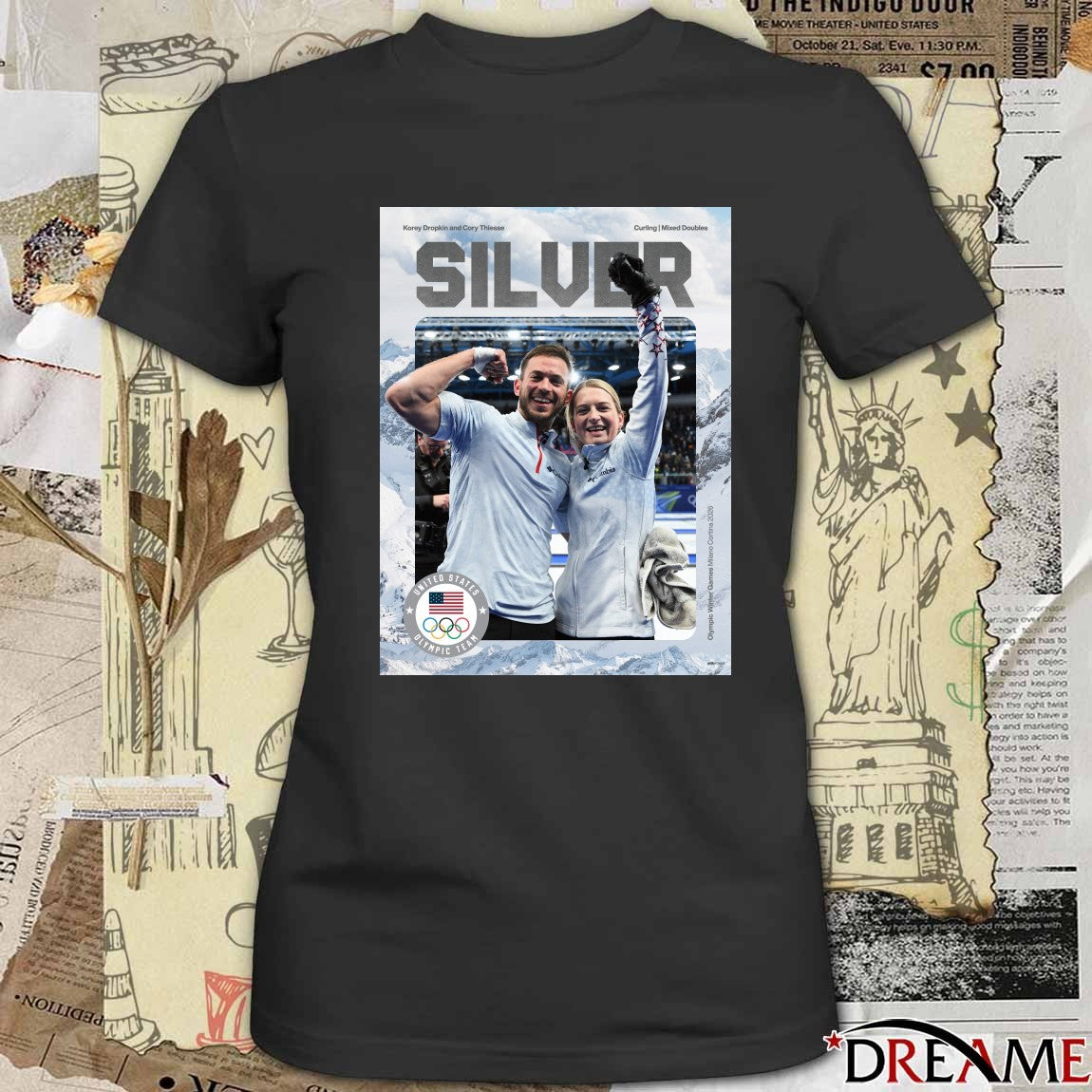 Silver Korey Dropkin And Cory Thiesse Curling Mixed Doubles 2026 Poster t-shirt