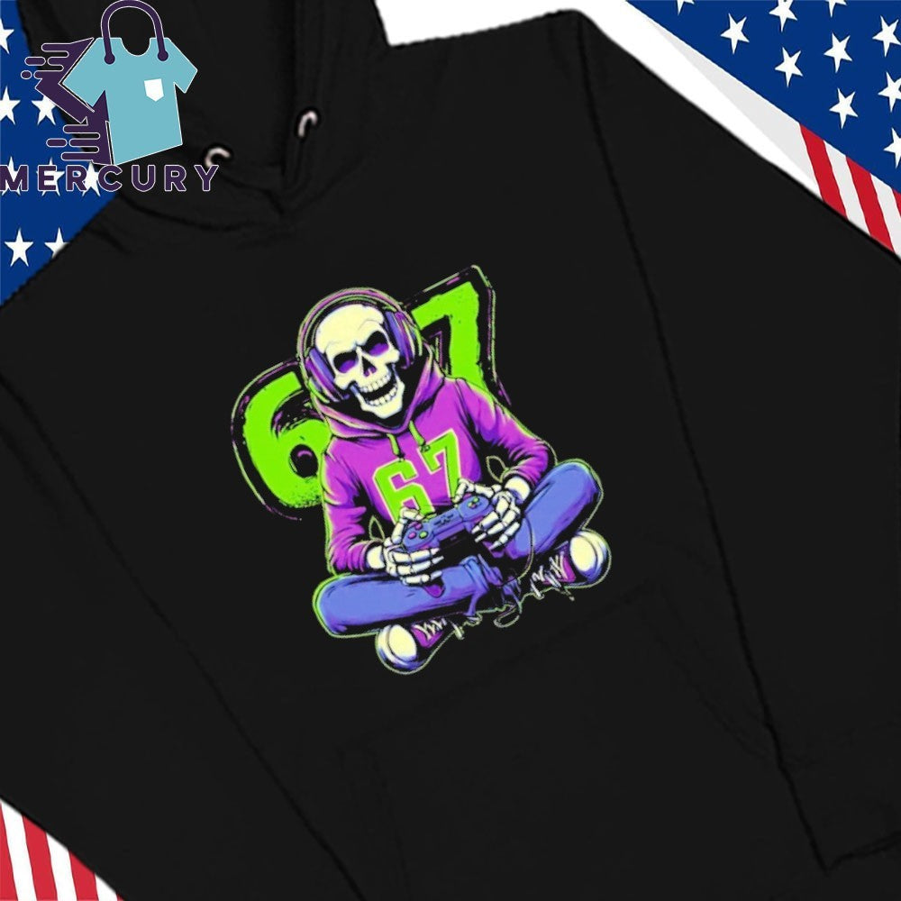 Skeleton 67 Gamer With Retro Controller Shirt