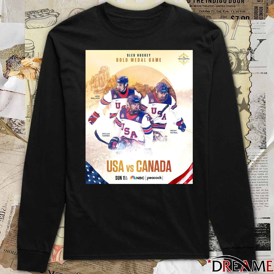 Sled Hockey Gold Medal Game USA Vs Canada Jack Wallace, Declan Farmer and Brody Roybal Poster t-shirt