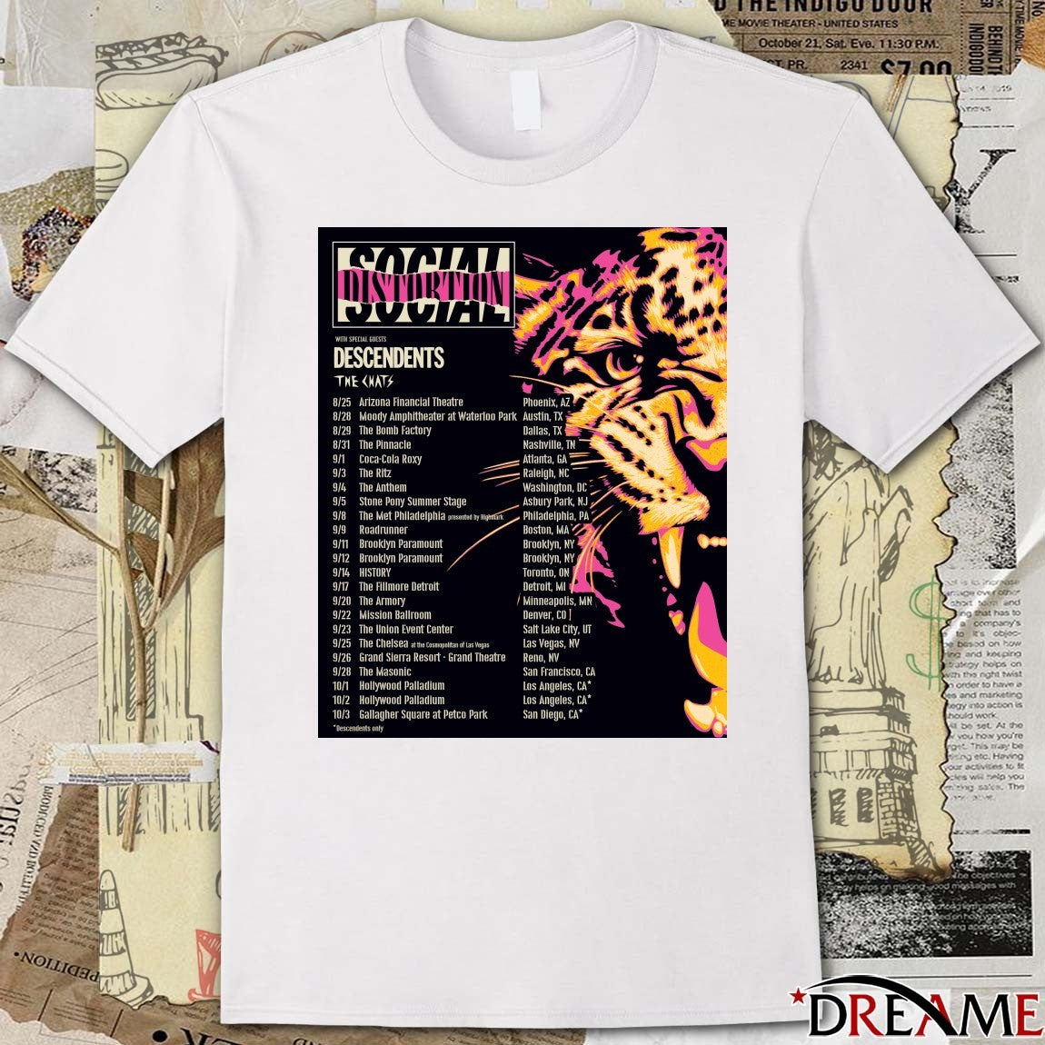 Social Distortion and Descendents 2026 August – October Poster t-shirt