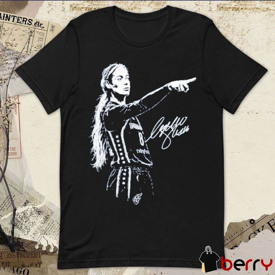 Sophie Cunningham Pointing Signature Indiana Fever WNBA Graphic t-shirt
