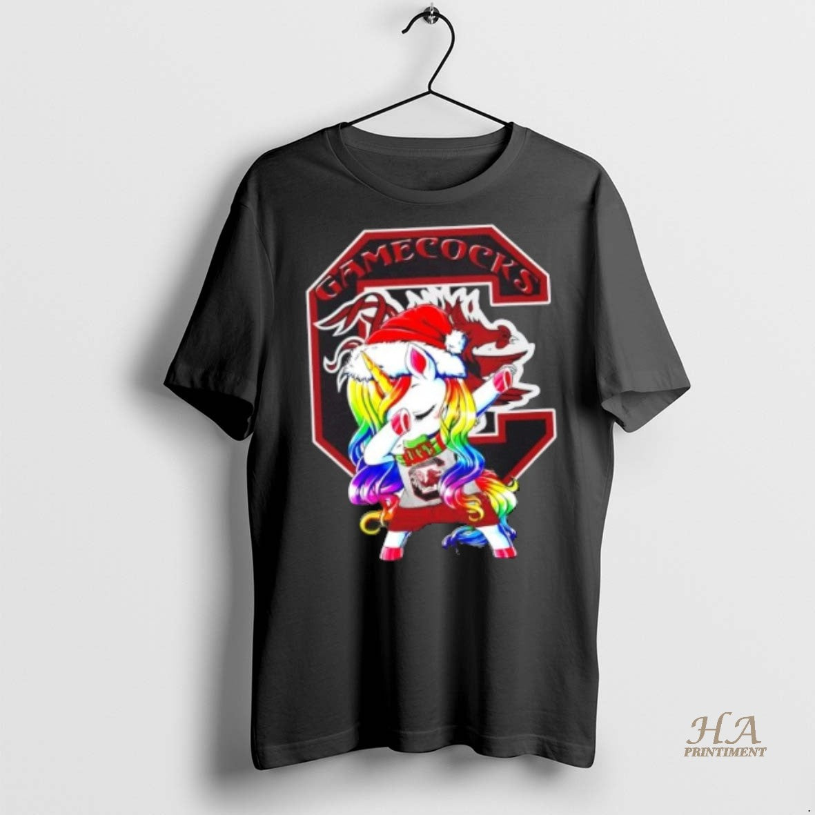Official South Carolina Gamecocks Football X Unicorn Santa Hat Dabbing Merry Christmas Shirt