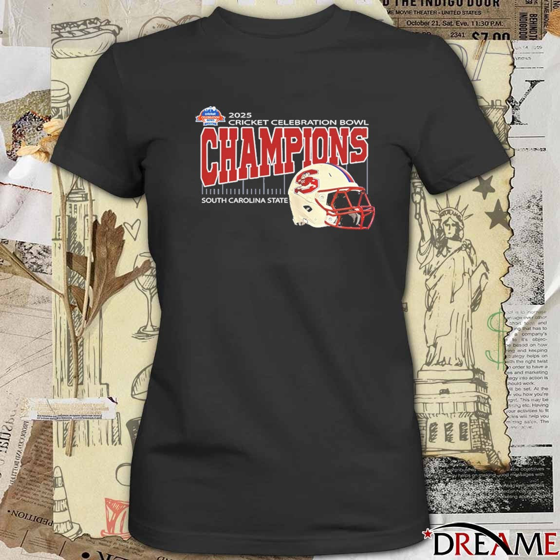 South Carolina State 2025 Cricket Celebration Bowl Champions Mercedes-Benz Stadium Atlanta GA Helmet t-shirt