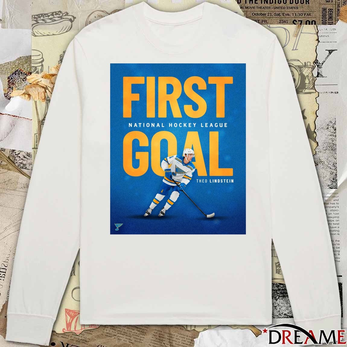 St. Louis Blues First Goal National Hockey League Theo Lindstein Poster t-shirt