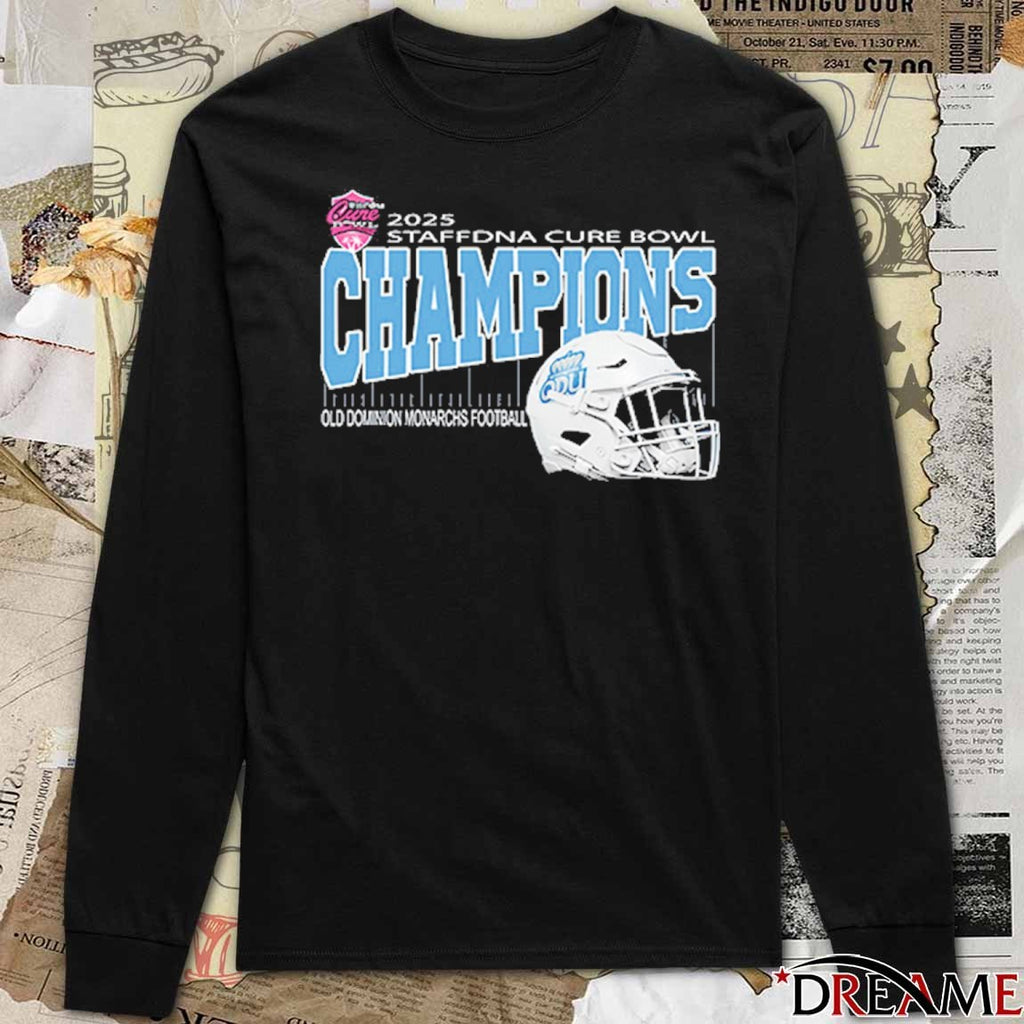 Staffdna Cure Bowl 2025 Champions Old Dominion Monarchs Football Helmet At Camping World Stadium In Orlando Florida On December 17th 2025 t-shirt