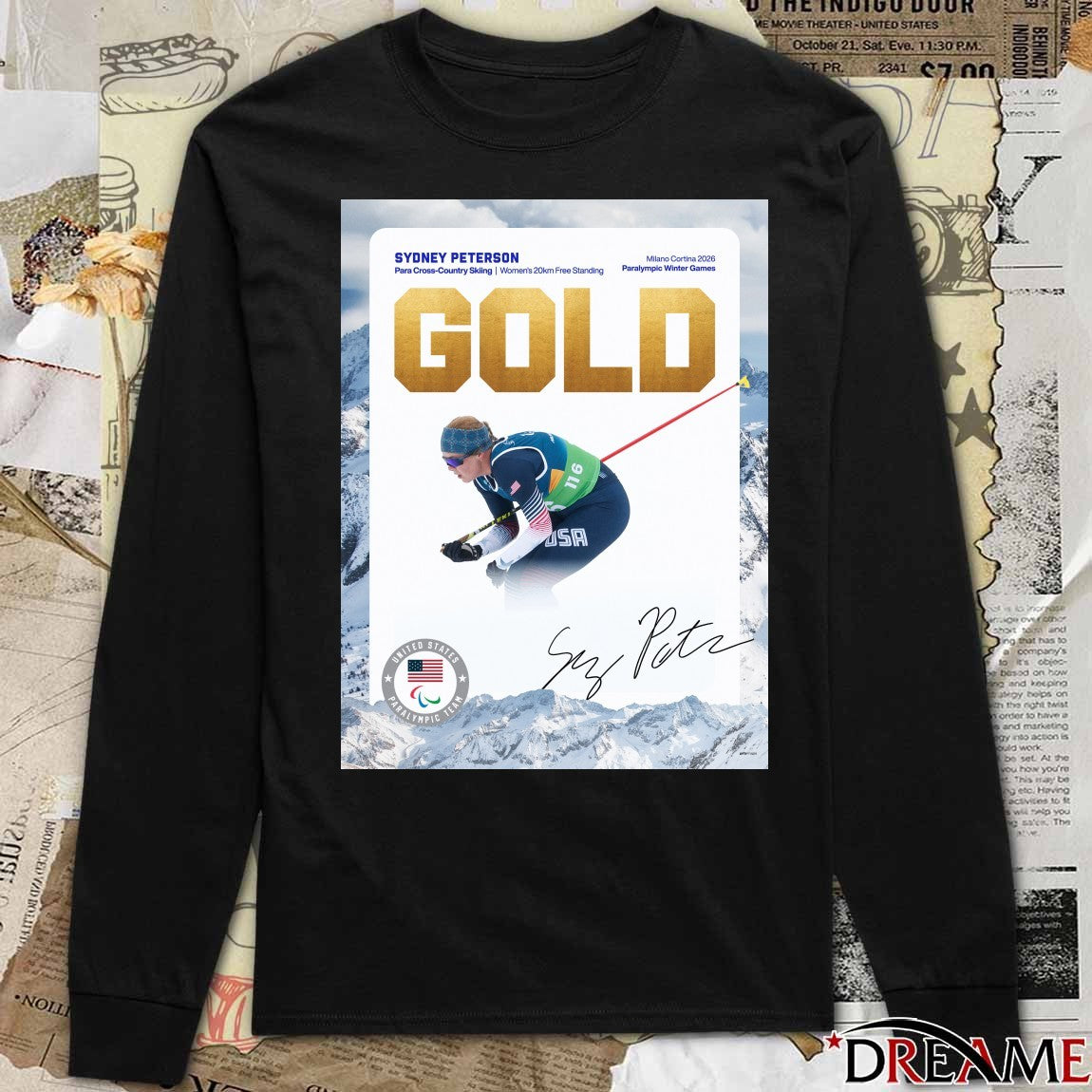 Sydney Peterson Para Cross-country Skiing Milano Cortina 2026 Paralympic Winter Games Gold Medal t-shirt
