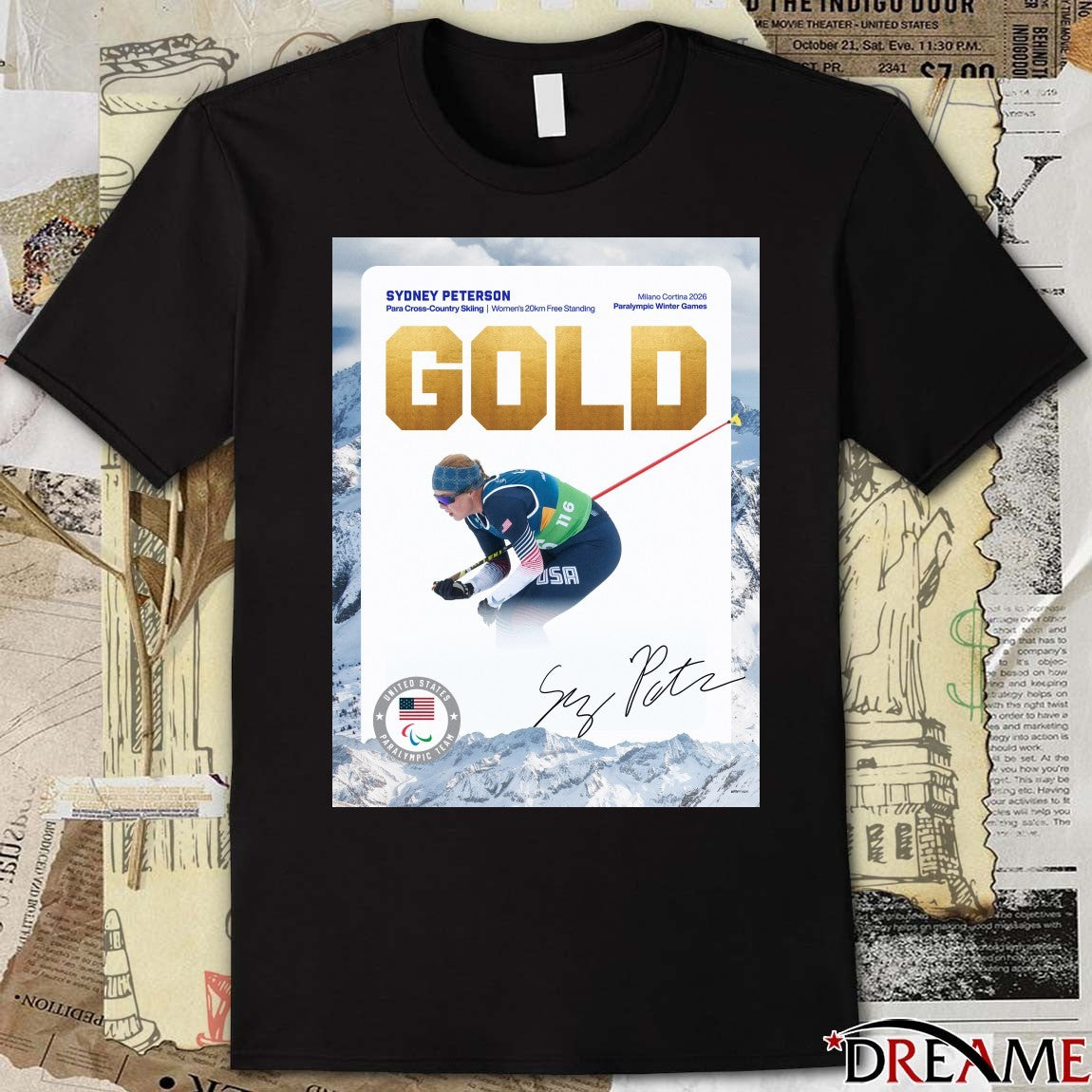 Sydney Peterson Para Cross-country Skiing Milano Cortina 2026 Paralympic Winter Games Gold Medal t-shirt