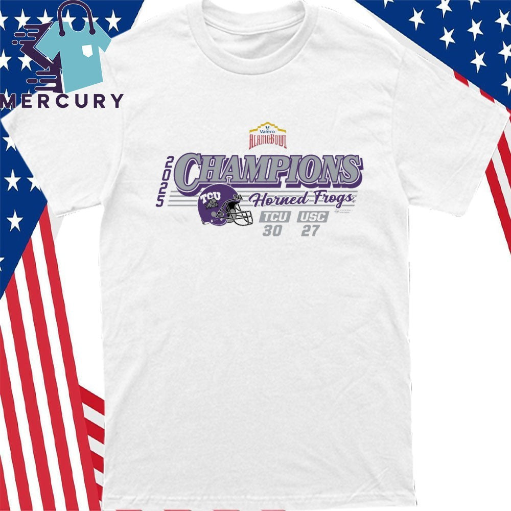 TCU Horned Frogs Victory 30-27 USC Trojans 2025 Valero Alamo Bowl Champions Score Shirt