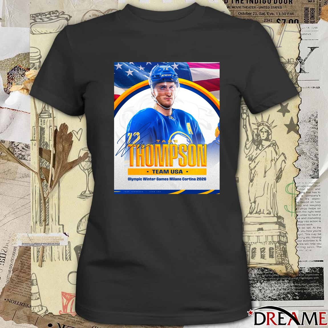 Tage Thompson Team USA Olympic Winter Games Milano Cortina 2026 Signature Poster t-shirt