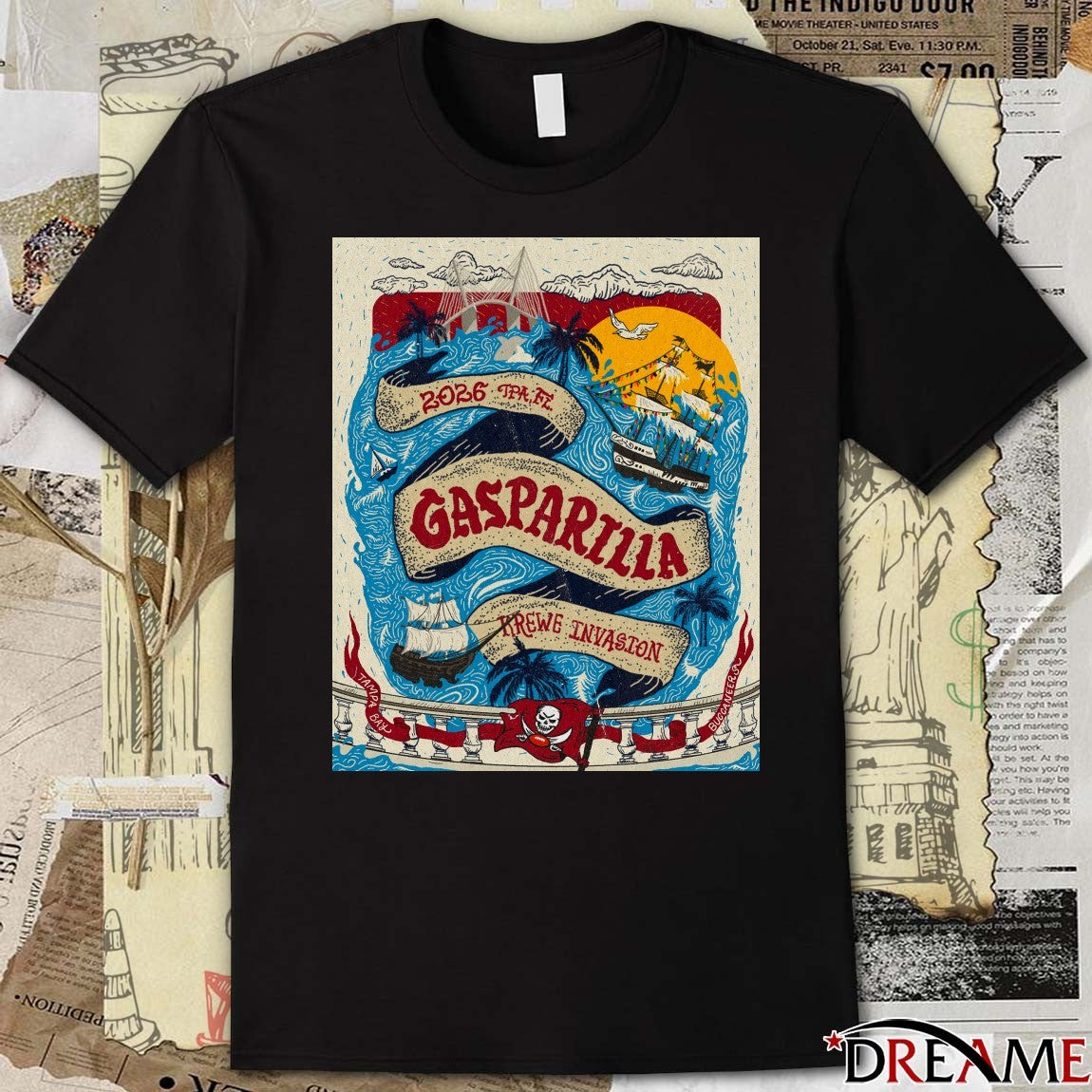 Tampa Bay Buccaneers 2026 Gasparilla Krewe Invasion Poster t-shirt