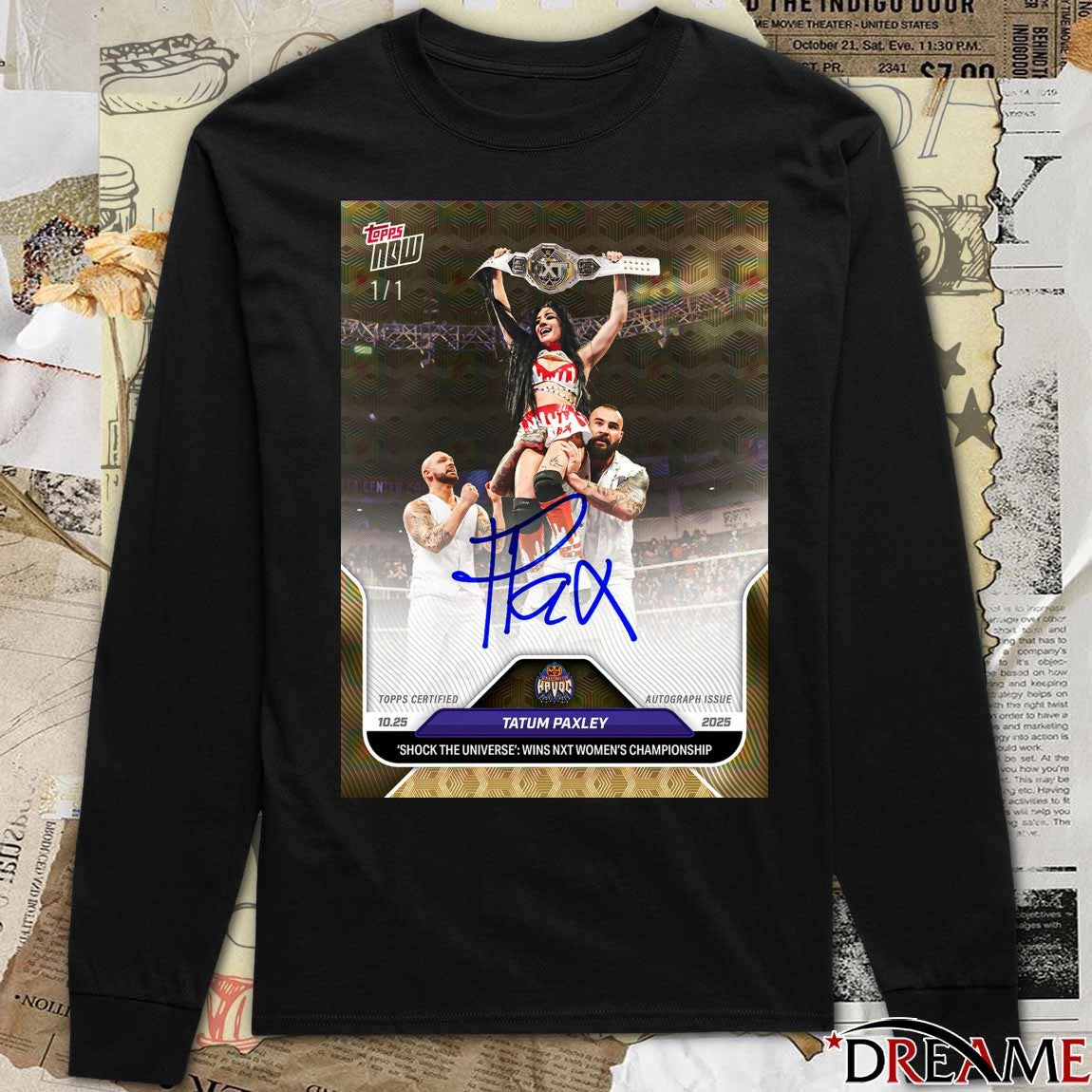Tatum Paxley Topps Shock The Universe Wins NXT Women’s Championship 2025 Signature Poster t-shirt