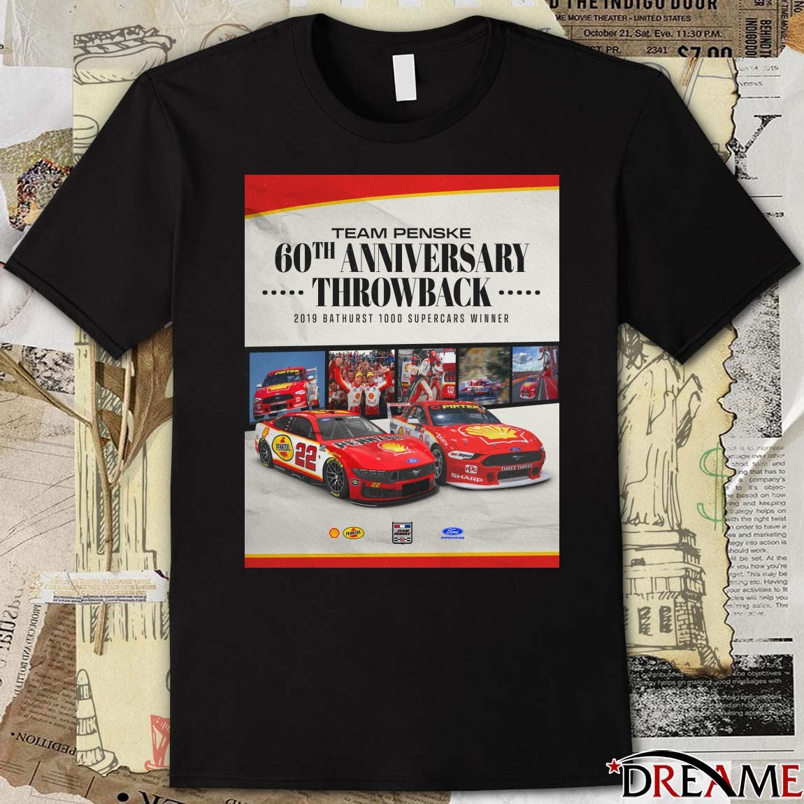 Team Penske 60th Anniversary Throwback 2019 Bathurst 1000 Supercars Winner Poster t-shirt