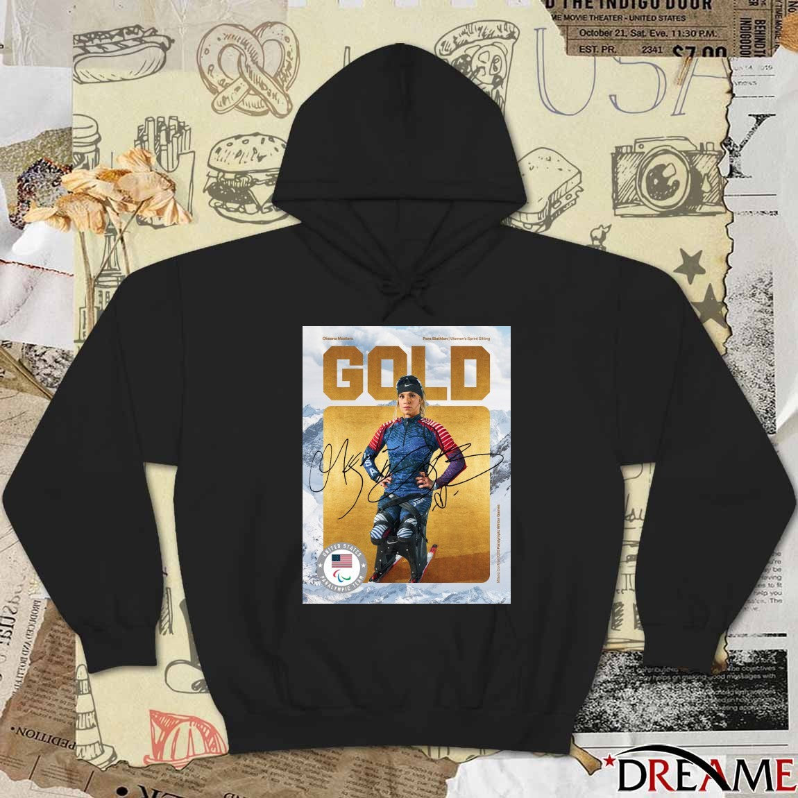 Team USA Oksana Masters Para Biathlon Women’s Sprint Sitting Gold Medal Signature Poster t-shirt